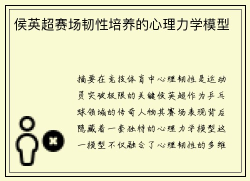 侯英超赛场韧性培养的心理力学模型